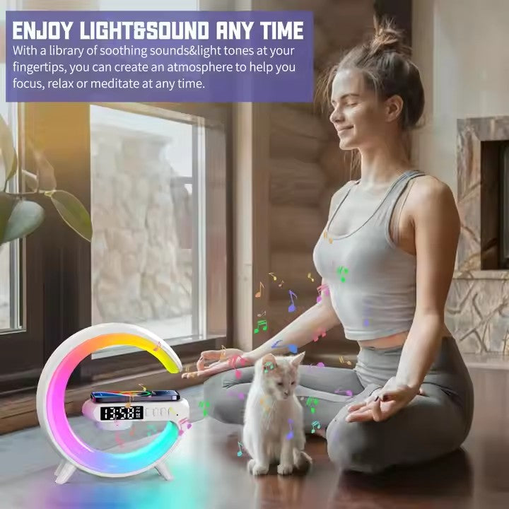 G-Shaped Smart Lamp with Alarm, Speaker & Wireless Charging