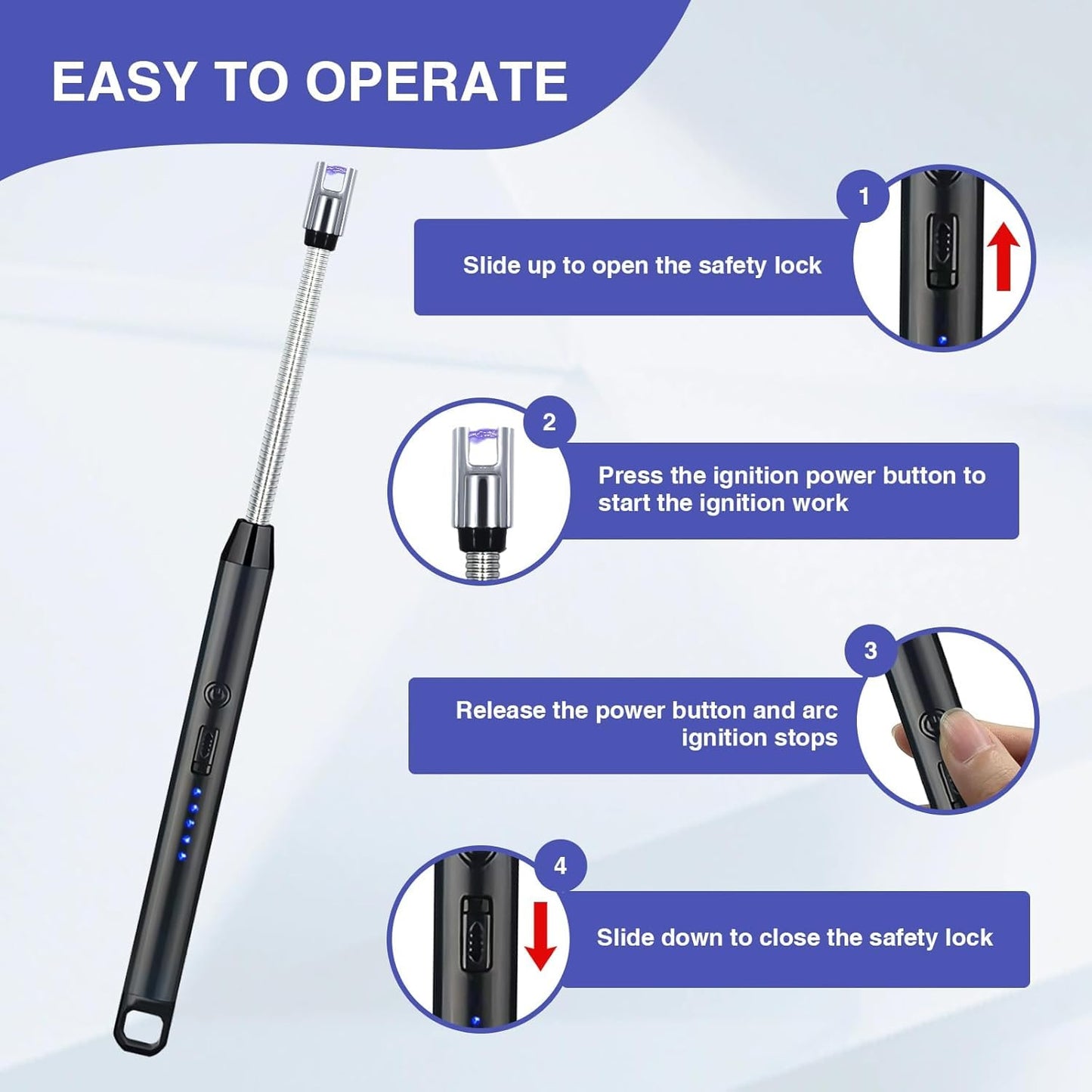 Rechargeable Electric Gas Lighter, with Flexible Neck
