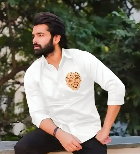 Classy Fabulous Men's Tiger White Luxury Shirt