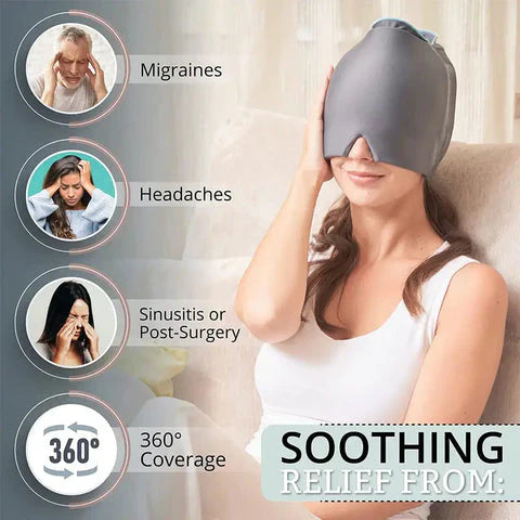Migraine Relief Cap: Fast Relief for Sinus Pressure, Tension, Headache & Stress, Soothes Swollen Eyes