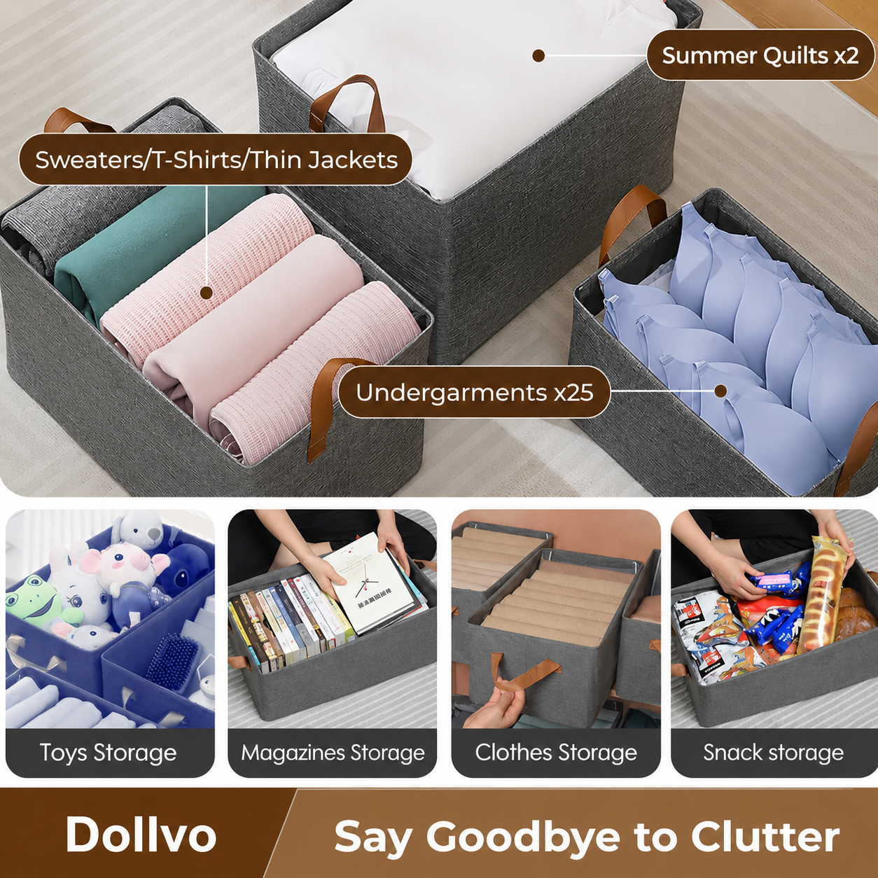 Foldable Wardrobe Organizer with Durable Handles