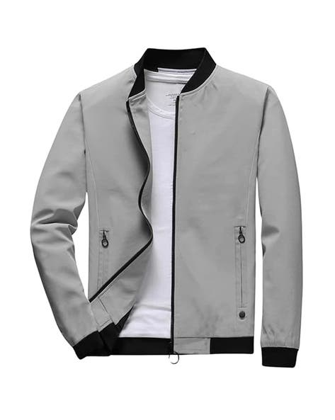Men Regular Fit Zip-Front Bomber Jacket