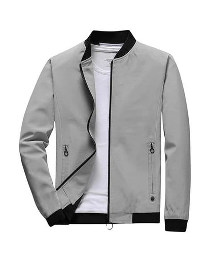 Men Regular Fit Zip-Front Bomber Jacket