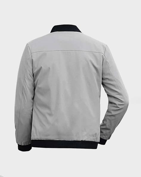 Men Regular Fit Zip-Front Bomber Jacket