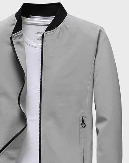 Men Regular Fit Zip-Front Bomber Jacket