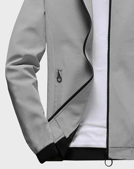 Men Regular Fit Zip-Front Bomber Jacket