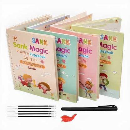 ✨ Magic Practice Copybook ✍️  (4 BOOKS,1 PEN,1 GRIP,10 REFILL)