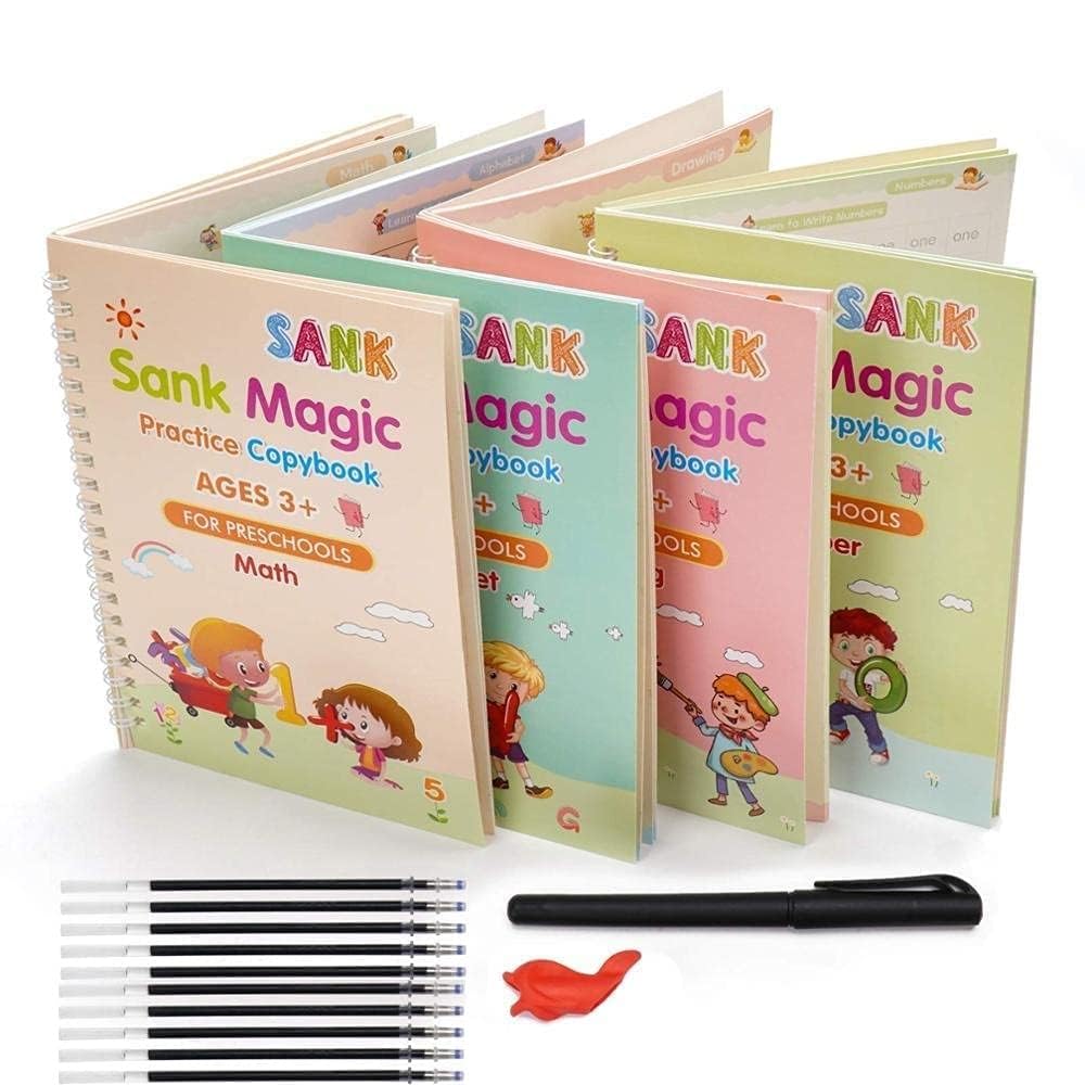 ✨ Magic Practice Copybook ✍️  (4 BOOKS,1 PEN,1 GRIP,10 REFILL)
