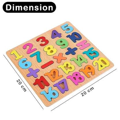 Wooden 3D Capital Alphabets, Numbers, and Shapes Board Puzzle