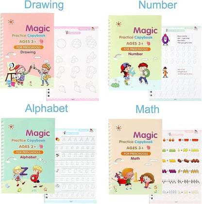 ✨ Magic Practice Copybook ✍️  (4 BOOKS,1 PEN,1 GRIP,10 REFILL)