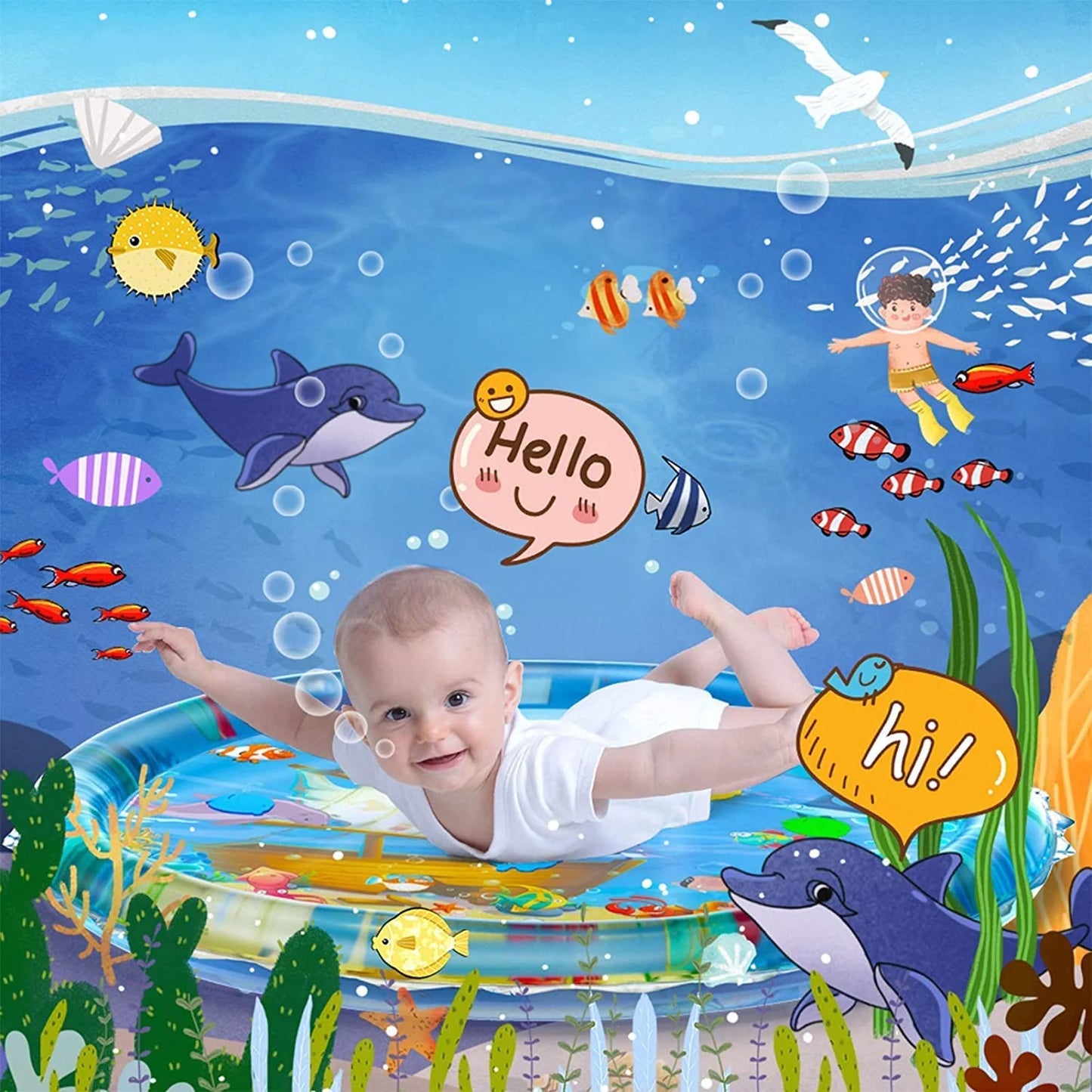 Baby Play Water Mat for Sensary improvement & playfull tummy time with Sea animation