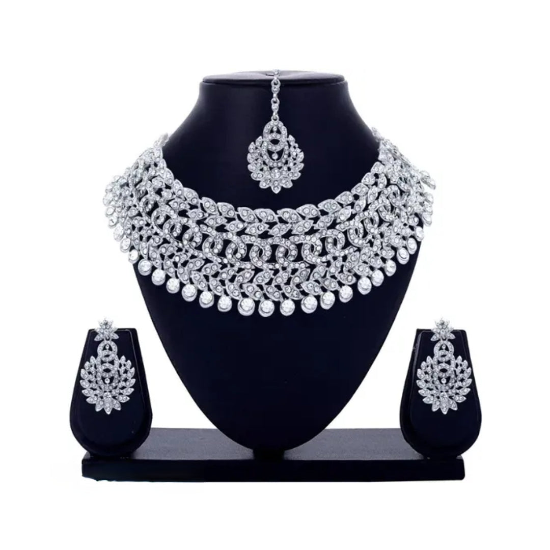 Rhodium Plated Jewelry Set White Austrian Diamond for women
