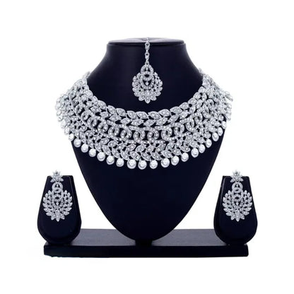 Rhodium Plated Jewelry Set White Austrian Diamond for women