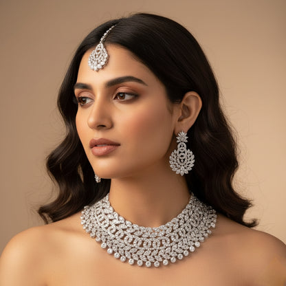 Rhodium Plated Jewelry Set White Austrian Diamond for women