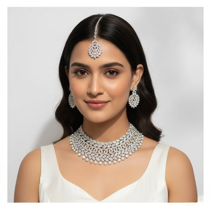 Rhodium Plated Jewelry Set White Austrian Diamond for women