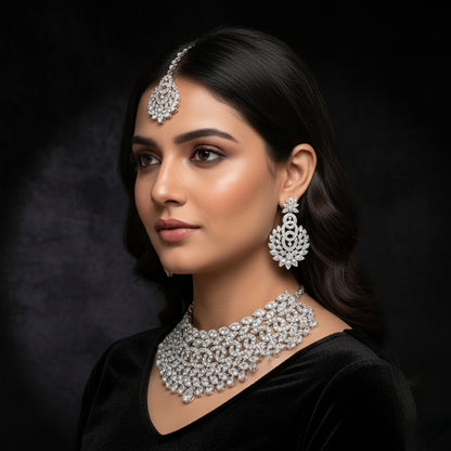 Rhodium Plated Jewelry Set White Austrian Diamond for women