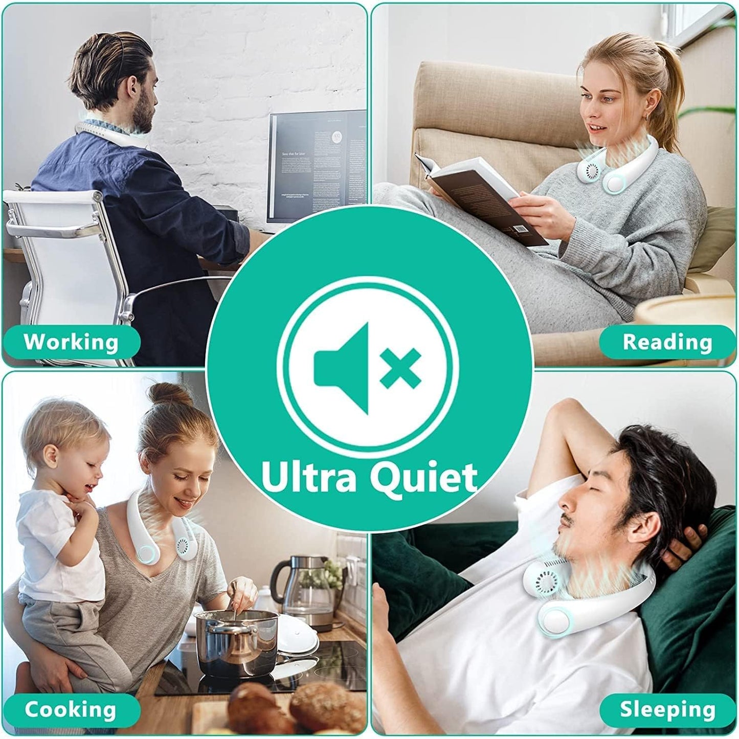 Portable Hands Free 360° Cooling USB Rechargeable Neck Fan