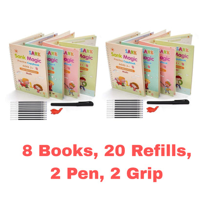 ✨ Magic Practice Copybook ✍️  (4 BOOKS,1 PEN,1 GRIP,10 REFILL)