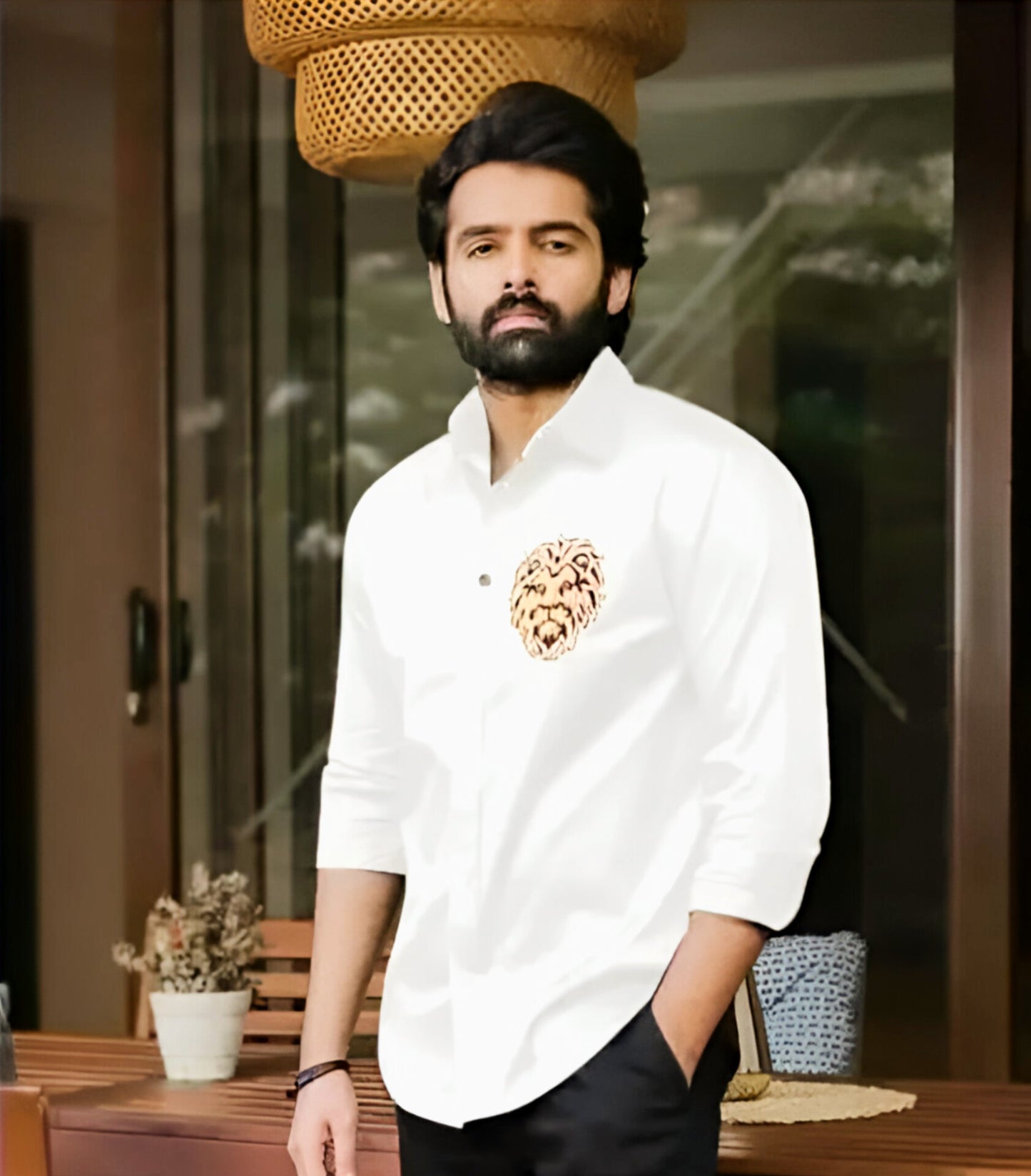 Classy Fabulous Men's Tiger White Luxury Shirt